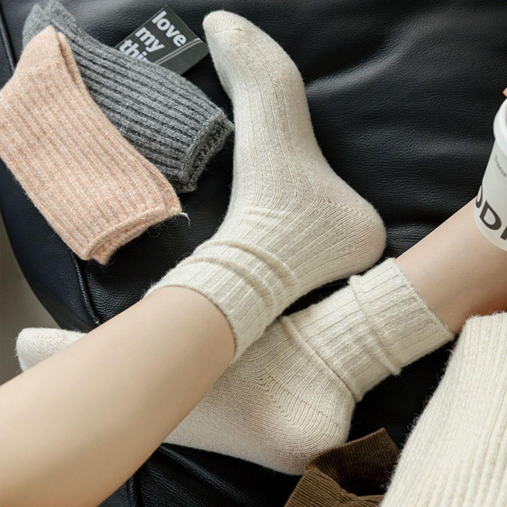 Winter Wool Socks Solid Color Sleep Socks Thickened Cotton Socks  Women
