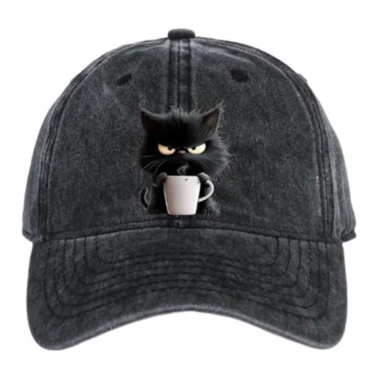 Бейсболка с кошачьим узором, регулируемый солнцезащитный козырек, изогнутые поля, солнцезащитная шляпа, унисекс, хип-хоп, повседневный стиль, выстиранная кофейная кепка
