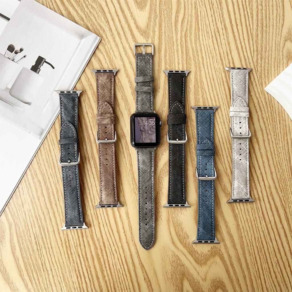 Ремешки для Apple Watch Series 10 9 8 7 SE 6 5 4 3 2 1 42 мм 41 мм 40 мм 38 мм Кожаный ремешок на запястье со стальной пряжкой