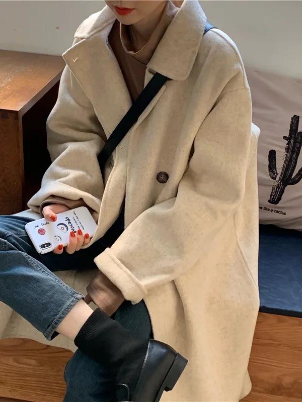 Women's 2025 Korean Woolen Mid-Length Coat - Autumn/Winter Versatile Style