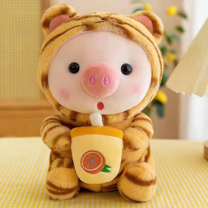 Cute Transformation Milk Tea Pig Plush Toy Piglet Doll Children's Holiday Gift Grab Machine Doll