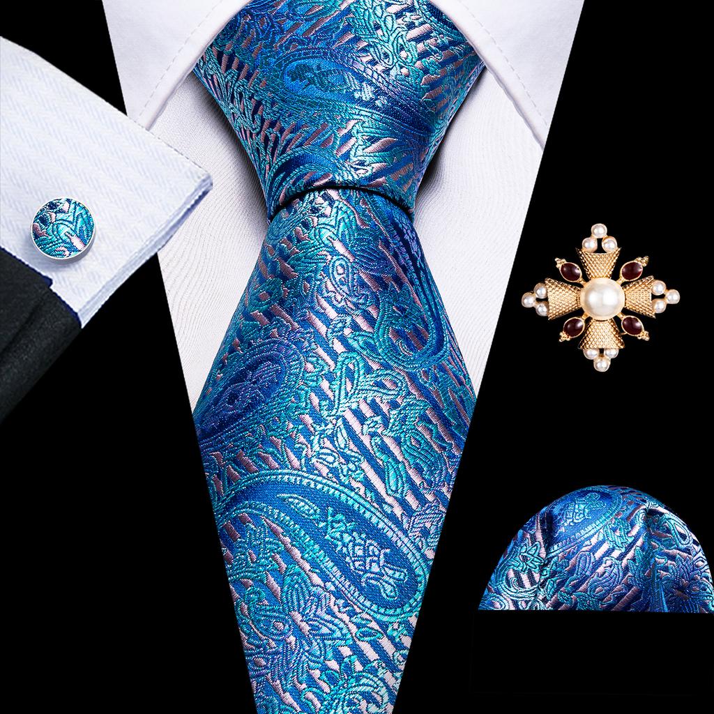 Комплект для мужчин: галстук, брошь и карманный платок