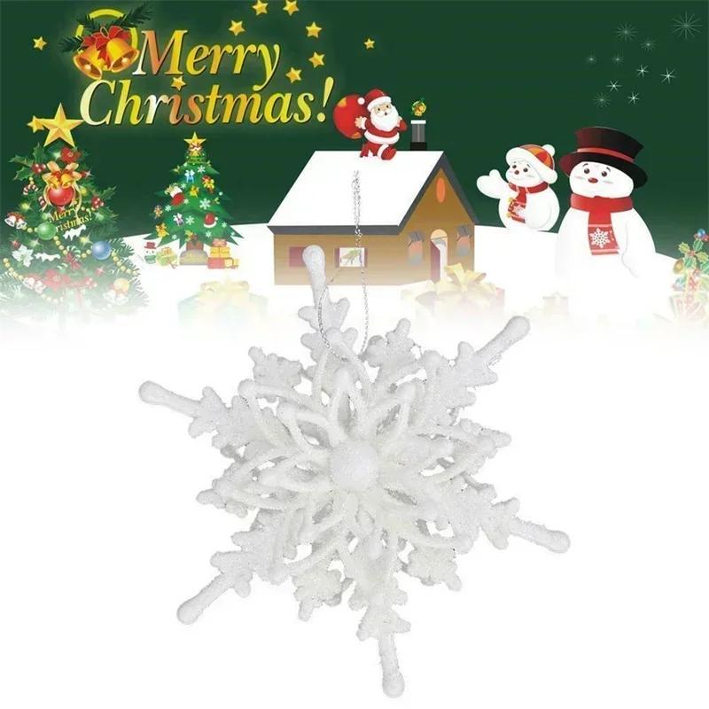 12cm Big Christmas Ice White 3D Snowflake Plastic Glitter Xmas Hanging Pendant for Home Party Wedding Tree Decoration Hot