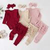 Toddler Kids Baby Girls Heart Print Ruffle Romper+Pants+Headbands Outfits