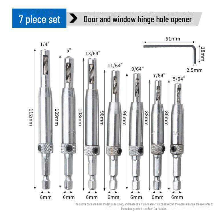 Набор сверл для деревообработки, дверных и оконных петель, шестигранный хвостовик из быстрорежущей стали, перфоратор
