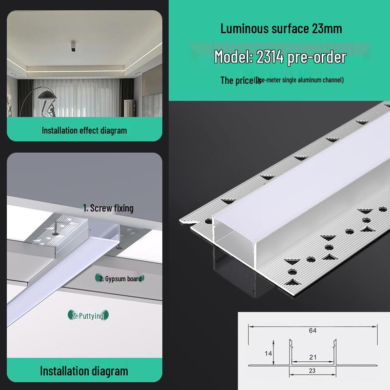 Seamless Linear Recessed LED Light Channel - Aluminum Strip Slot Design