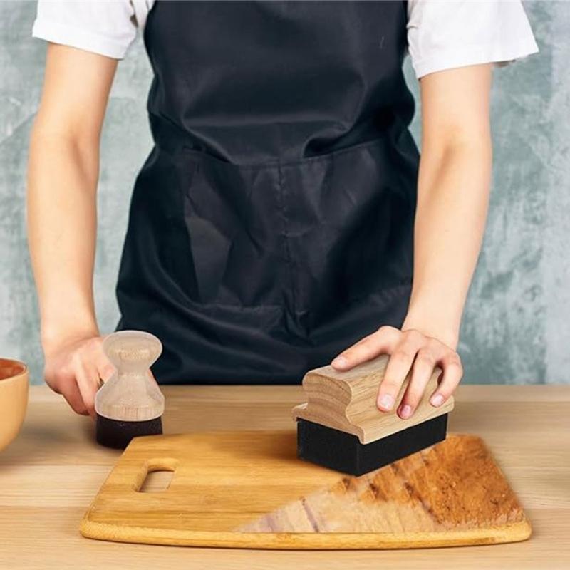 2 шт. Бамбук и Дерево Разделочная доска Масло Воск Аппликатор Кисть Инструмент Нескользящая Ручка для Ремонта Поверхностей Продления Срока Службы