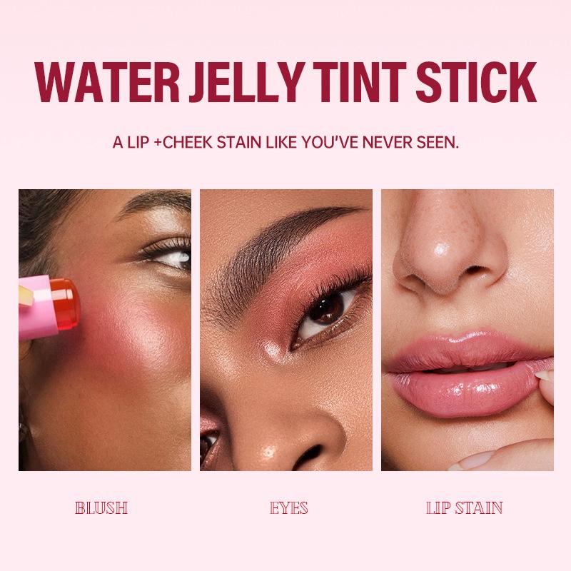 Jelly Blush Stick - 3-in-1 Multi-Functional Cream - Lipstick, Blush, and Cheek Tint - Bouncy, Natural Color-Changing, Brightening Makeup