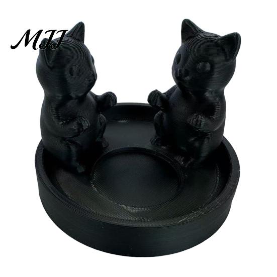 Маленькая скульптура кошки для стола 3D-печатный подсвечник, Эстетичный декор для рабочего стола с матовой шлифовкой, Встроенный элемент декора «Эркер» Гладкая изогнутая скульптура,