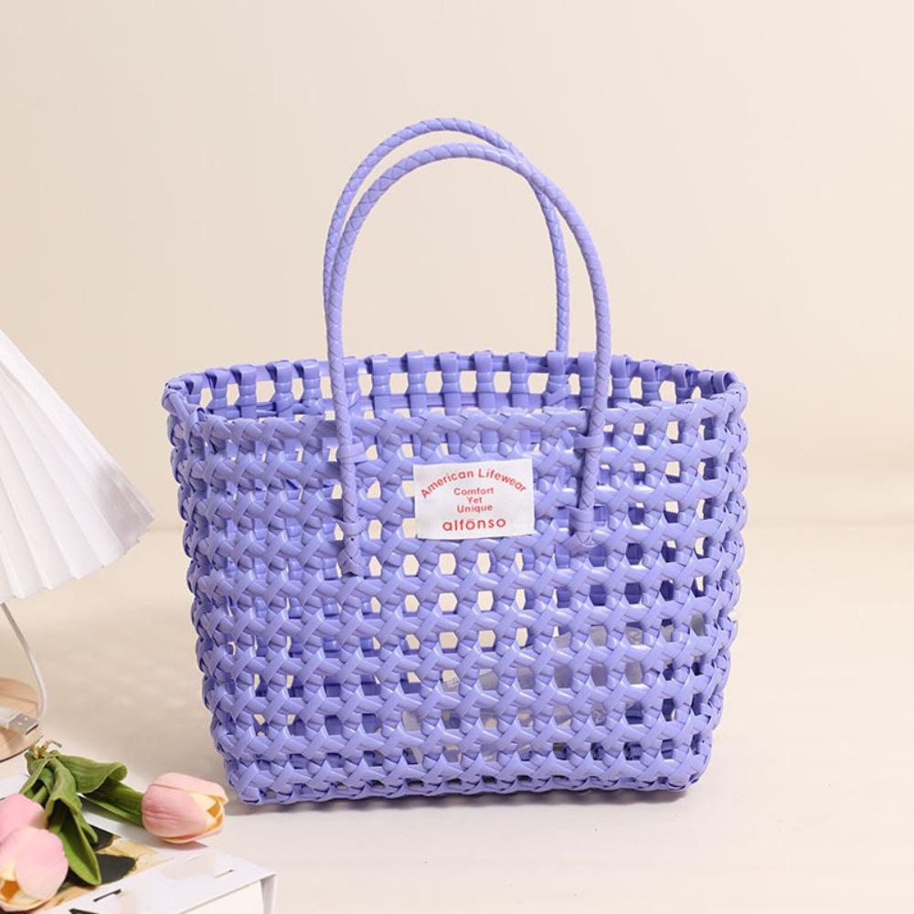 Vacation Style Hollow Weave Bag Countryside Style Vegetable Basket Bag Casual PVC Handbag Travel