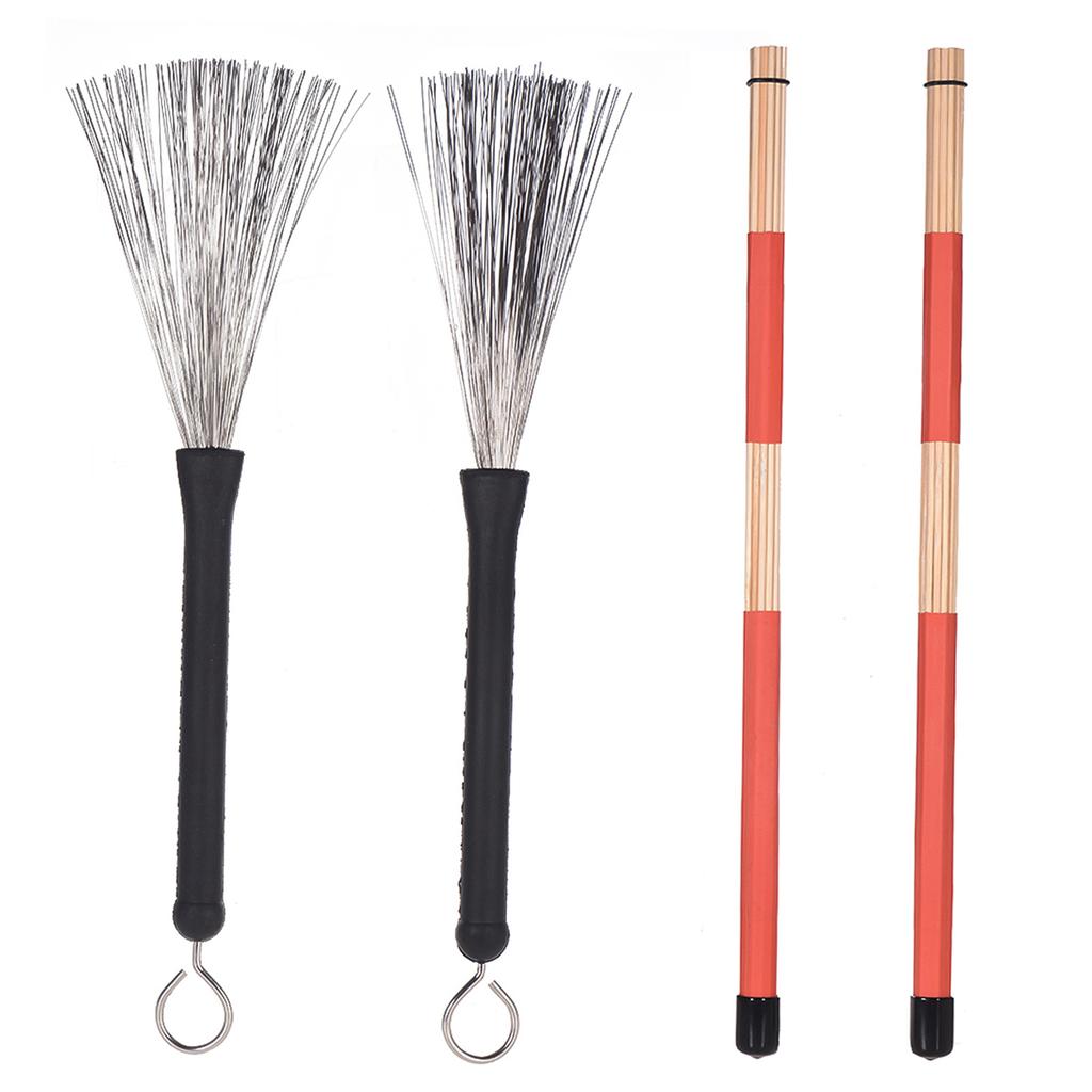 1 пара барабанных стержней + 1 пара барабанных щеток Набор барабанных палочек с сумкой для хранения джазовой народной музыки