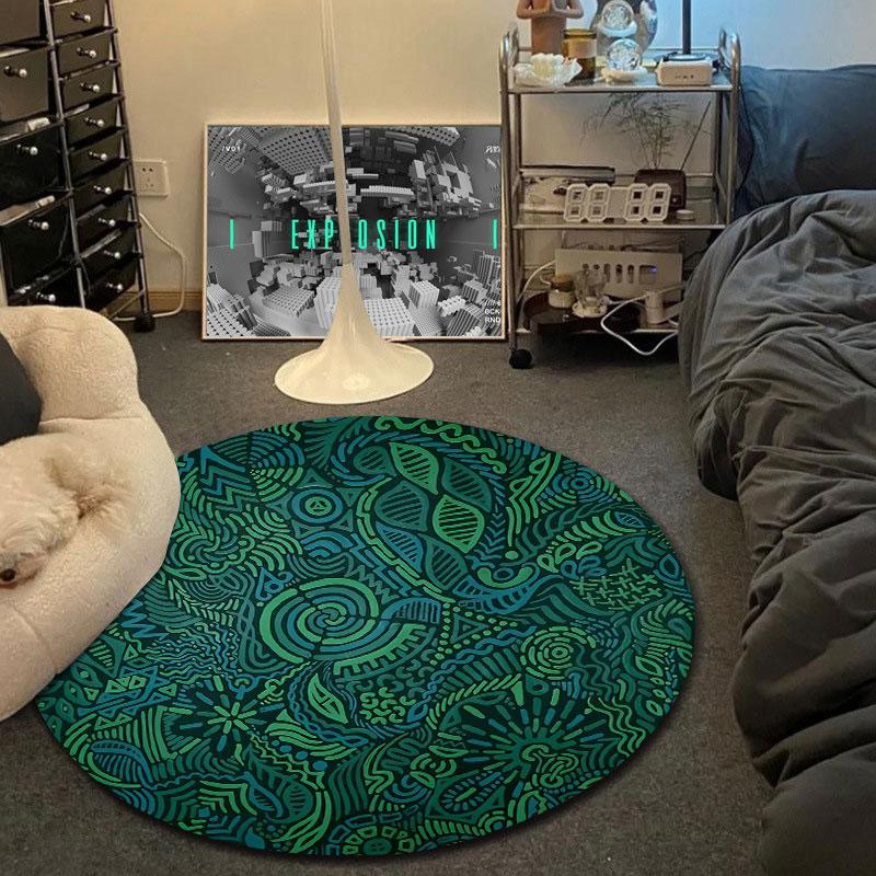 Eclectic Round Butterfly Multicolor Rug Mat, Non-Slip Floor Mat for Entryway