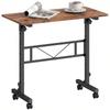 Overbed Table Adjustable Height Sofa Side Table with Wheels 80 x 40 cm Rustic Brown Black