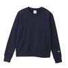 Basic Long Sleeve Fleece Crew Neck Sweatshirt with Embroidered Size L Women's Logo, Navy, (CW-Y018)