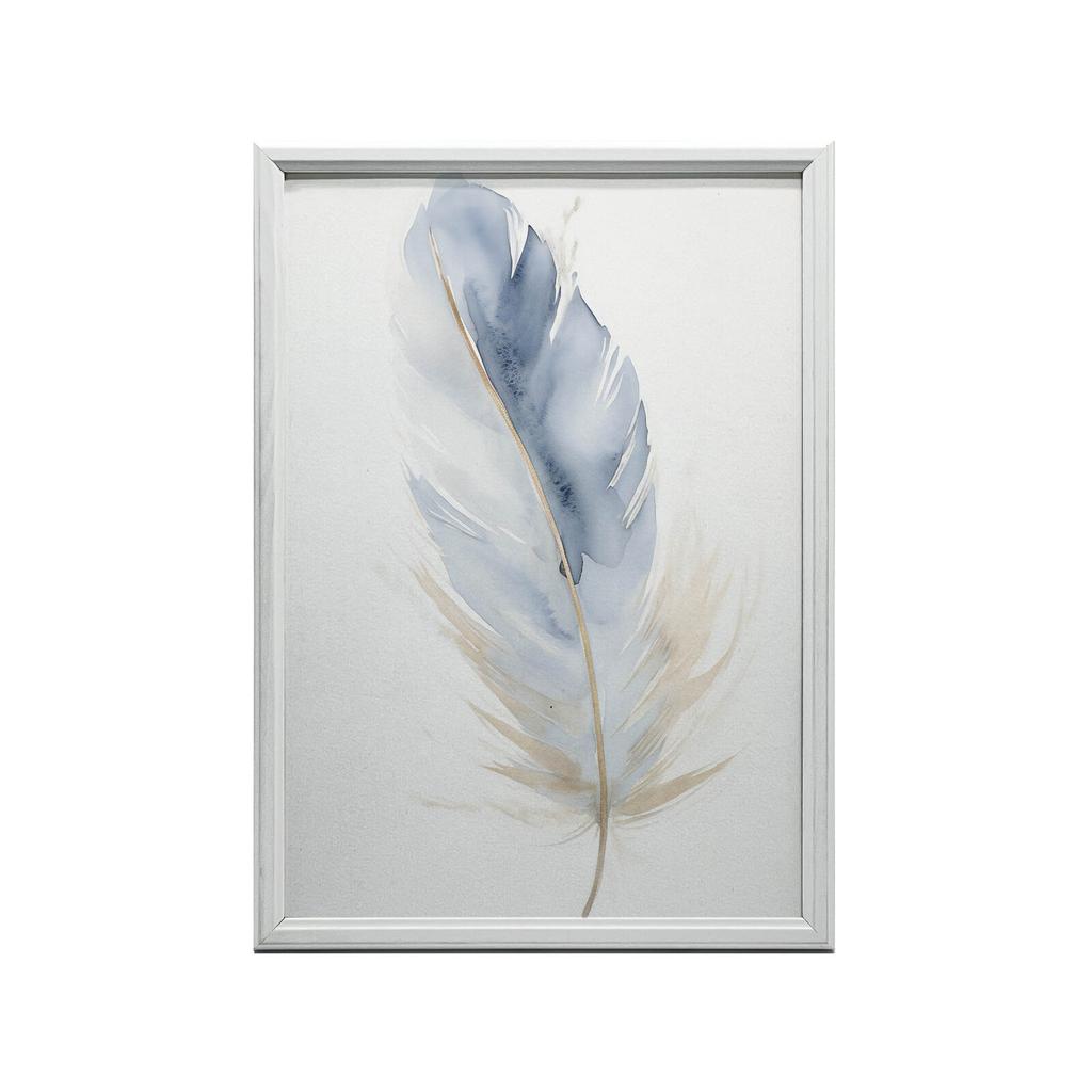 Niebiesko-Złote Pióro Niebiesko-Złote Pióro, 70X100 Cm, Bez Ramy, Płótno Premium Na Blejtramie