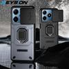 KEYSION Shockproof Case for Realme C63 C61 4G Slide Push Pull Camera Protection Ring Stand Phone Cover for OPPO Realme Narzo N63