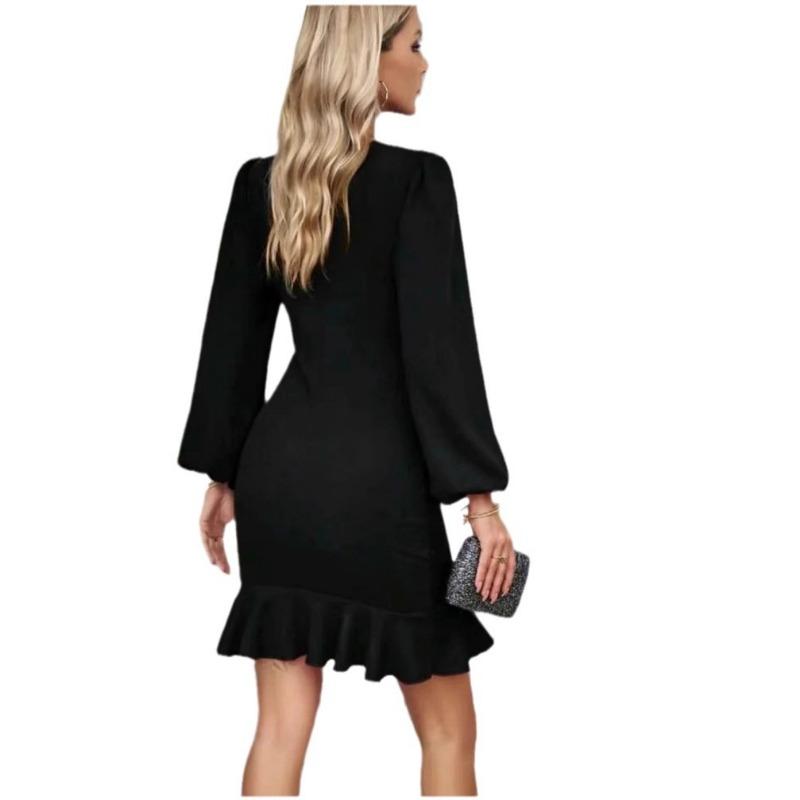 Женское платье Temperament с рукавами-фонариками и оборками