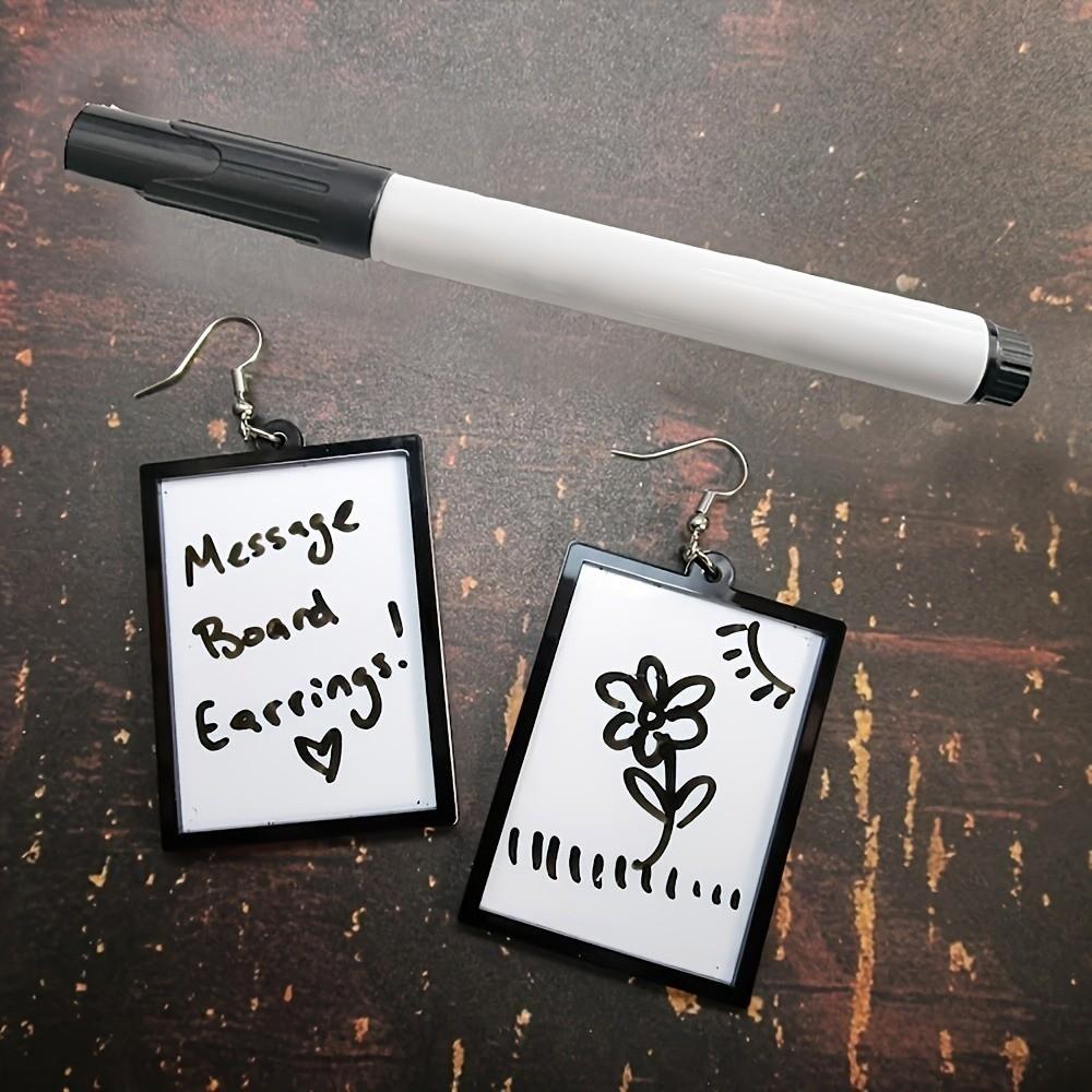 Minimalist Whiteboard Eardrop Acrylic Poster Board Eardrop Creative Pendant Earrings Daily Jokes