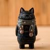 Handmade Cute Cat Wood Carving Jewelry Painted Wooden Cat Statues Desktop Decoration Cat Sculptures Home Decoration