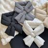 Windproof Cross Feather Shawl Korean Style Down Neck Scarf Casual Cotton Padded Scarf  Hiking