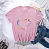 Ladies' Casual Love Footprint Print Loose Casual Round Neck Pure Cotton Short Sleeved T-Shirts Women’s