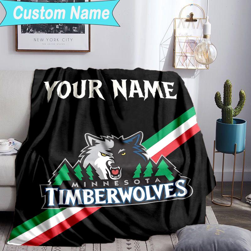 Custom Name Blanket Timberwolves Logo Blanket Bedding Blanket for Travel, Camping, Living Rooms, Offices, Sofas, Fan Christmas gift