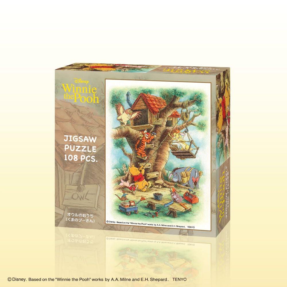 Tenyo в пазле из 108 деталей Дом Винни-Пуха Включает сервисную карту [Сделано в Японии] Owl's (18,2x25,7см) W-108-056 Клей, шпатель,
