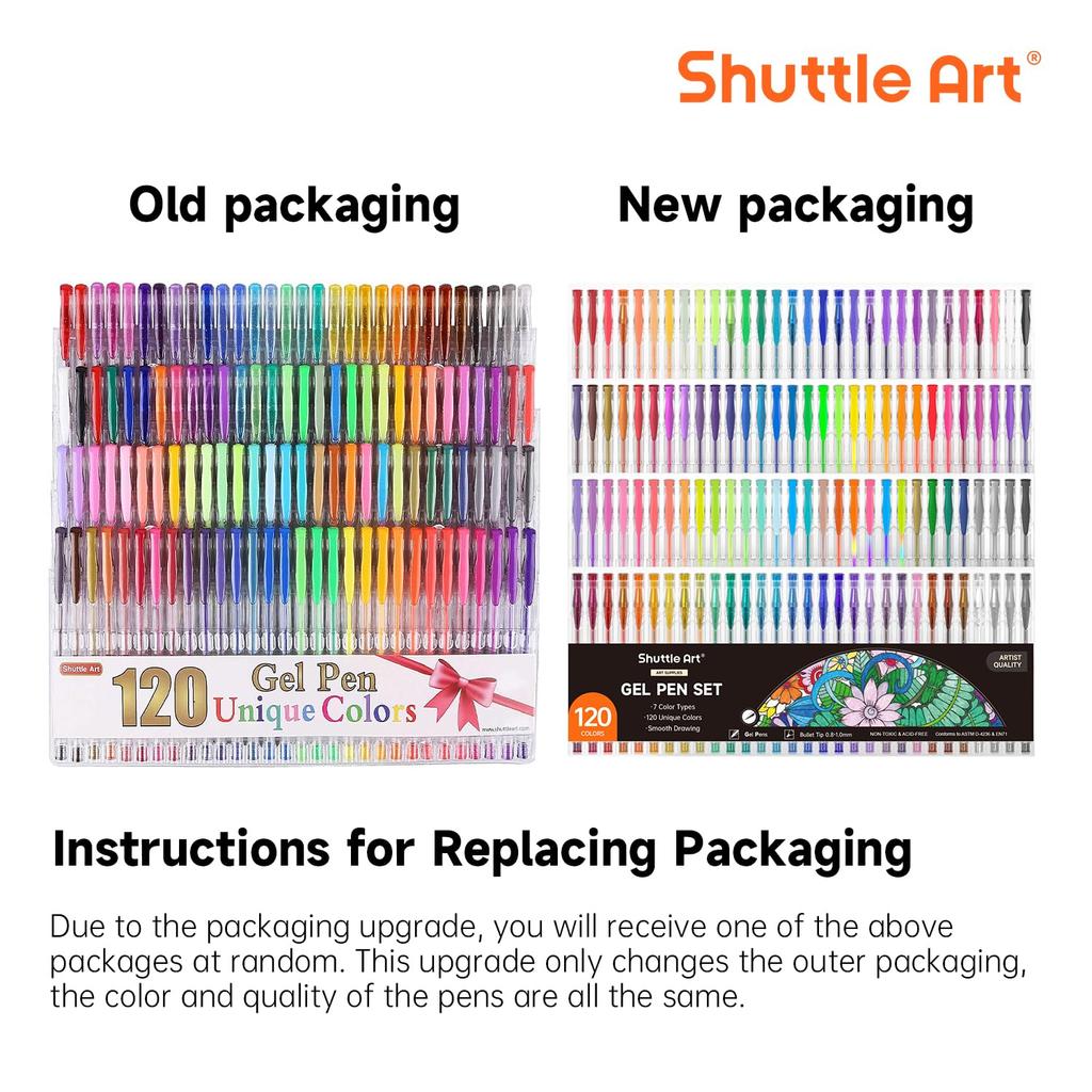 Shuttle Art Гелевые шариковые ручки, набор из 120 цветных, для взрослых, для рисования, для школы, на Рождество, с прозрачным футляром, Ручки, Ручки,