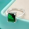 925 Sterling Silver Square Zircon Adjustable Ring for Woman Wedding Engagement Party Fashion Charm Jewelry
