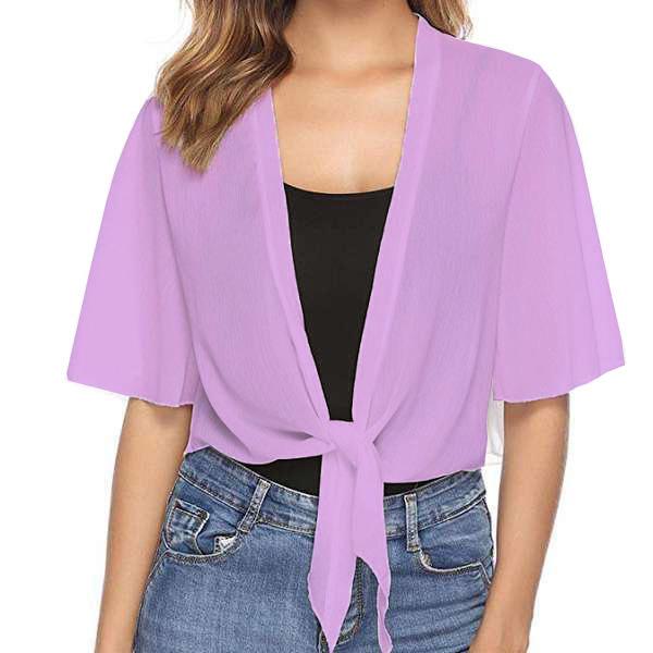 Solid Color Short Sleeve Women's Chiffon Dress Wedding Cape Soft Chiffon Plus Size