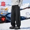 Мужские зимние свободные повседневные брюки прямого кроя на флисовой подкладке