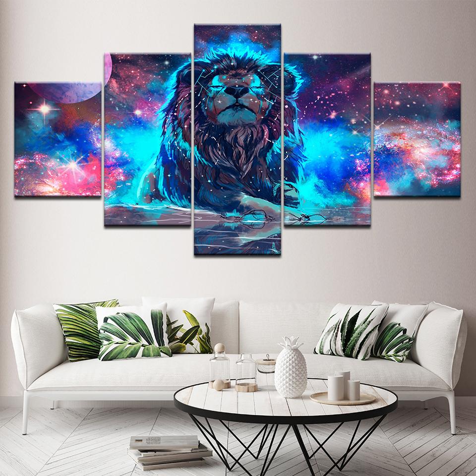Canvas Painting Nebula Lion 5 Pieces Canvas Wall Art Painting Modular Wallpapers Poster Print for living room Home Decor