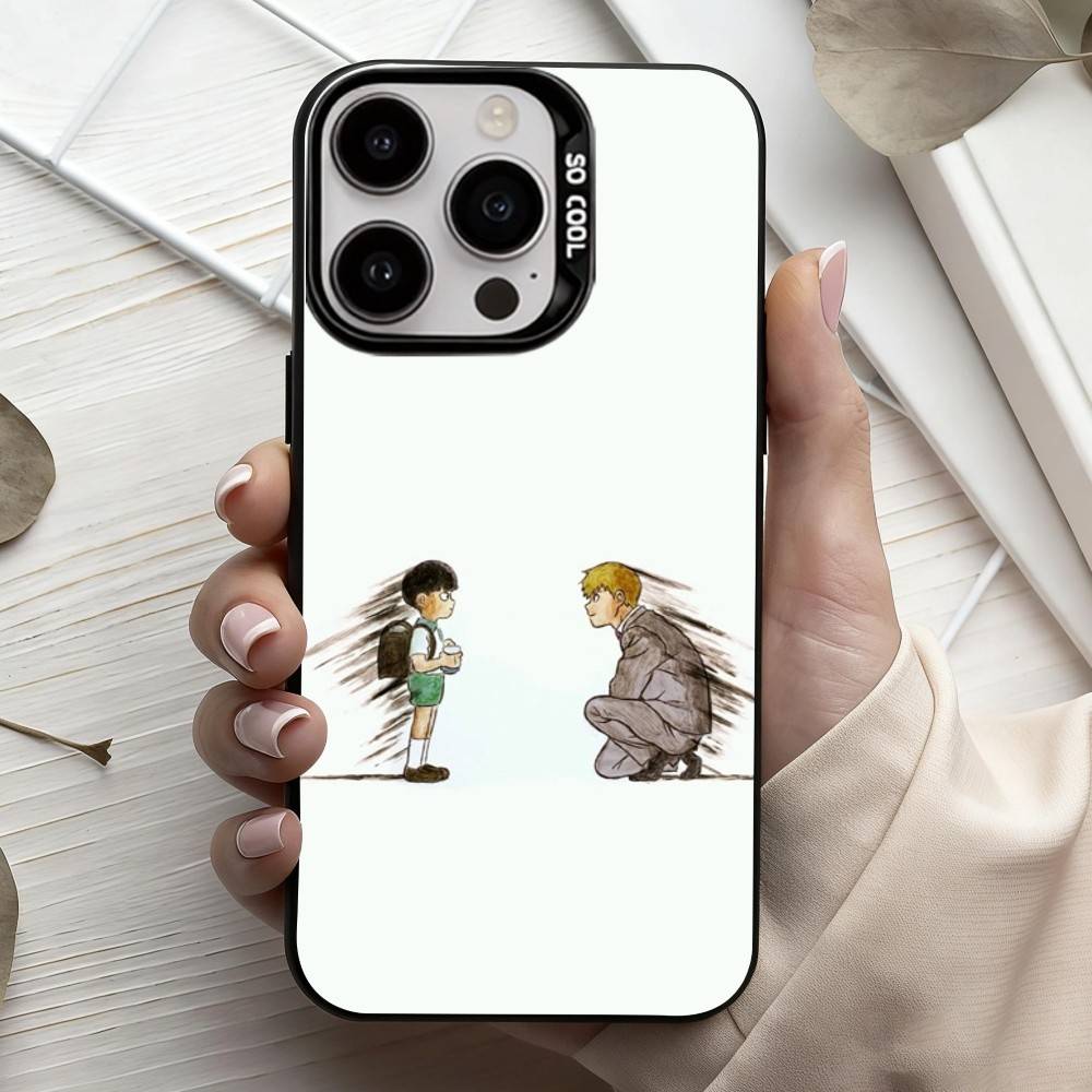 Чехол для телефона с изображением аниме m-Mob p-Psycho-o 100 Для iPhone17,16,15,14,13,12,11 Plus,Pro Max Черный Конфетный серебристый чехол для телефона