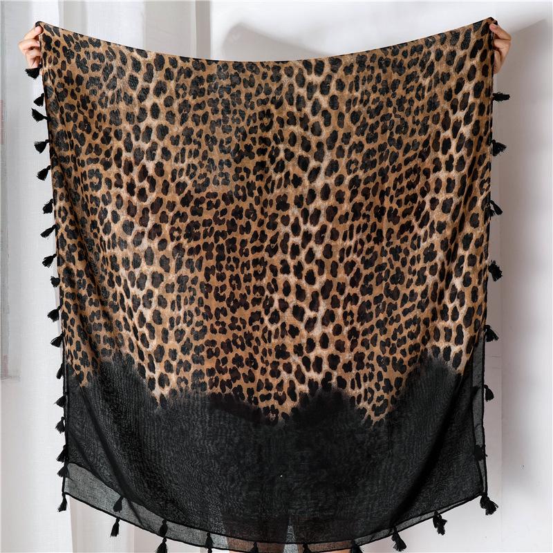 16 Designer Fashion Sexy Leopard Dot Tassel Viscose Shawl Scarf Lady High Quality Print Soft Pashmina Stole Bufandas Muslim Caps