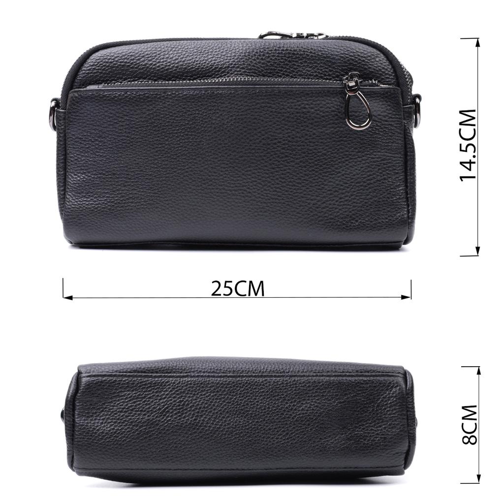 Rectangular Women's Bag with Pockets Made of Genuine Leather Vintage 22597 Black