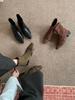 Square head suede trousers boots women's autumn and winter new niche design thick heel rear zipper short boots
