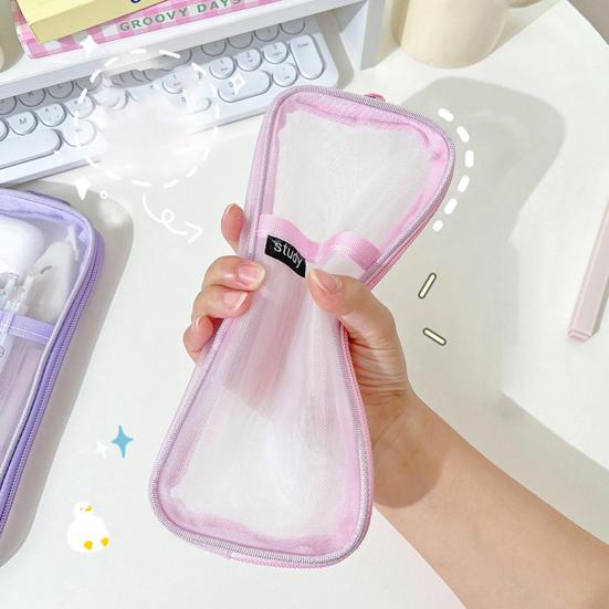 Простой сетчатый тканевый пенал, дышащий, компактный размер, большая емкость, прозрачная сетка, дизайн для хранения