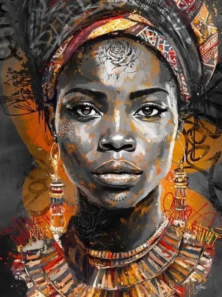 5D Diy Алмазная Картина Африканская Черная Женщина Портрет Настенная Живопись Мозаика Вышивка Девушка Цветная Картина Украшение Гостиной