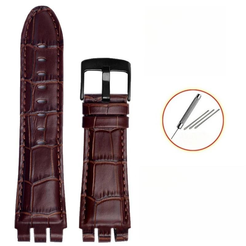 23 мм Ремешок для часов из натуральной кожи и силикона для Swatch YOS440 449 401G 447 448 IRONY Мужские ремешки с матовой текстурой