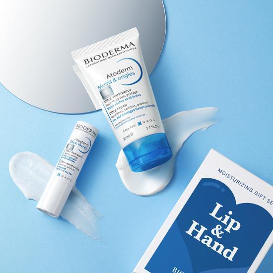 [Подарочный набор/эксклюзивное онлайн-предложение] Подарочный набор для губ и рук Bioderma Atoderm (4 г помады + крем для рук 50 мл), Корейская косметика