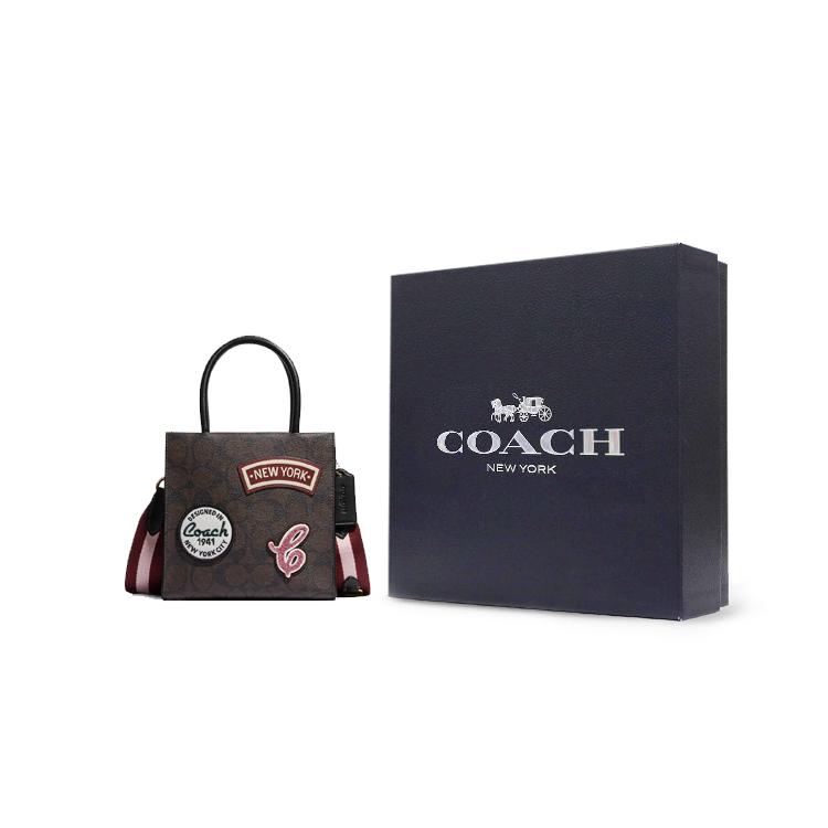 COACH Cally Coated Canvas With Leather Handbag, Shoulder Bag, Crossbody Bag Mini Women's Dark Brown CE593-IMOSN