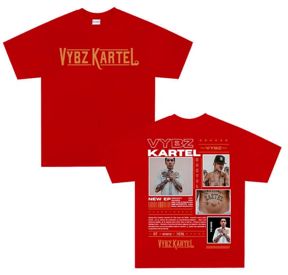 Rapper Vybz Kartel Tour 2026 Album Graphic TShirt Unisexs Fashion High Quality Cotton Tshirt Vintage Oversized Short Sleeve Tees