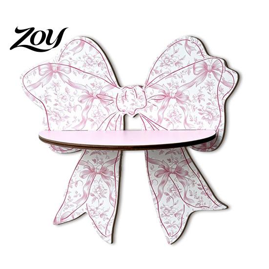 Small Plant Display Stand Cute Pink Bow Wooden Wall Shelf, Shaped Rack, Mount Versatile Shelf Storage for Bedroom Vanity Room, Decorative Plants