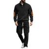 Mens Corduroy Half-Zip Stand Collar Long Sleeve Casual Set Winter Lightweight Urban Outfit