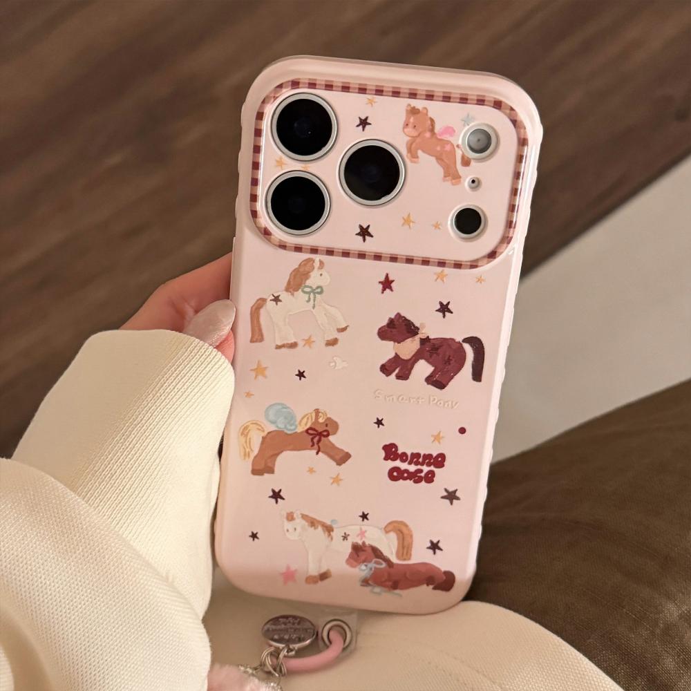 Милый Розовый Пони Чехол для Телефона для IPhone 16, IPhone 17 Pro Max и IPhone 14 с Цепочкой
