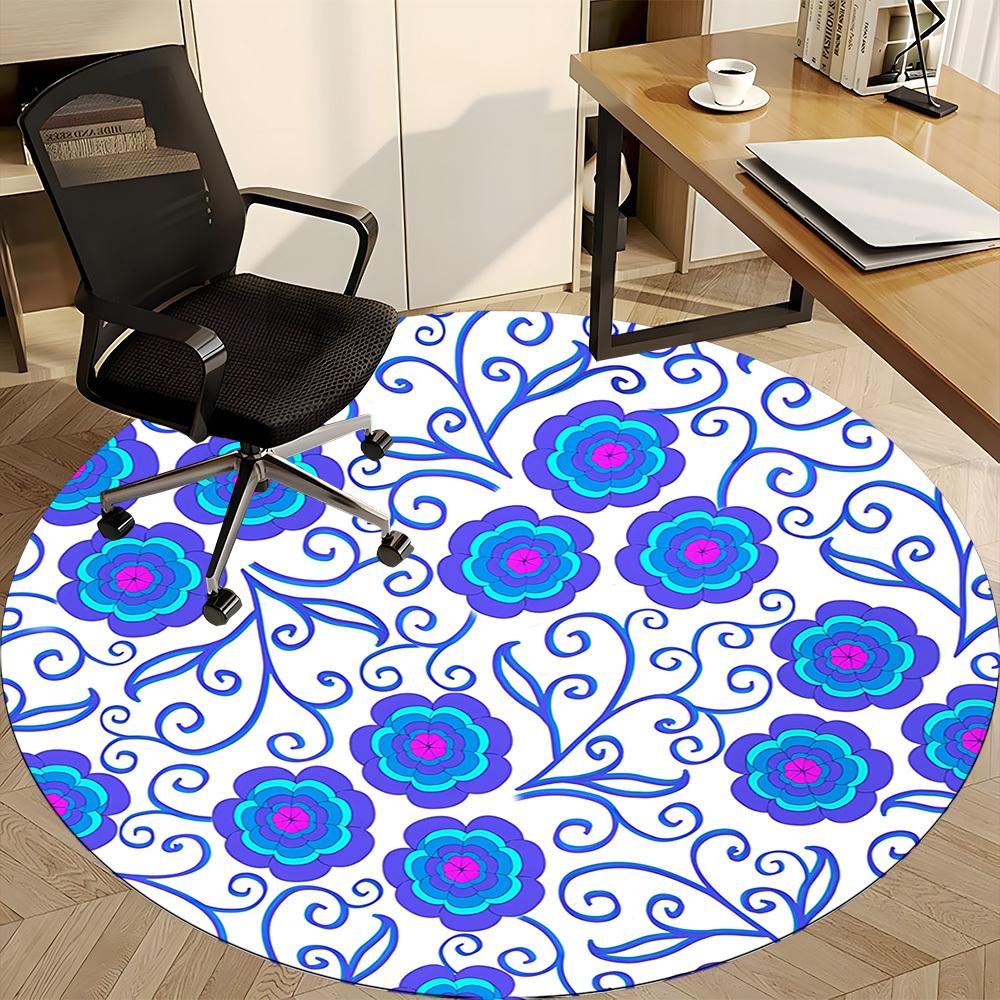 1pc Floral Mandala Pattern Chair Carpet for Office, Non-slip, Soft and Durable Office Rug, Perfect for Office yy251227131