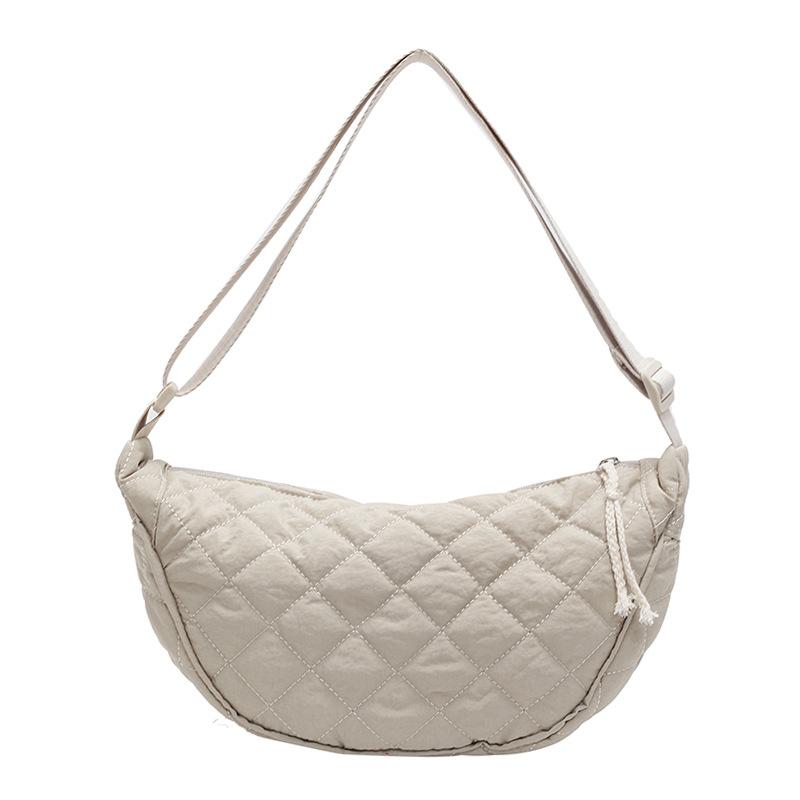 High-end Bag Women's Large-capacity New Autumn and Winter Tide Fashion Diamond Nylon Shoulder Messenger Bag Dumpling Bag