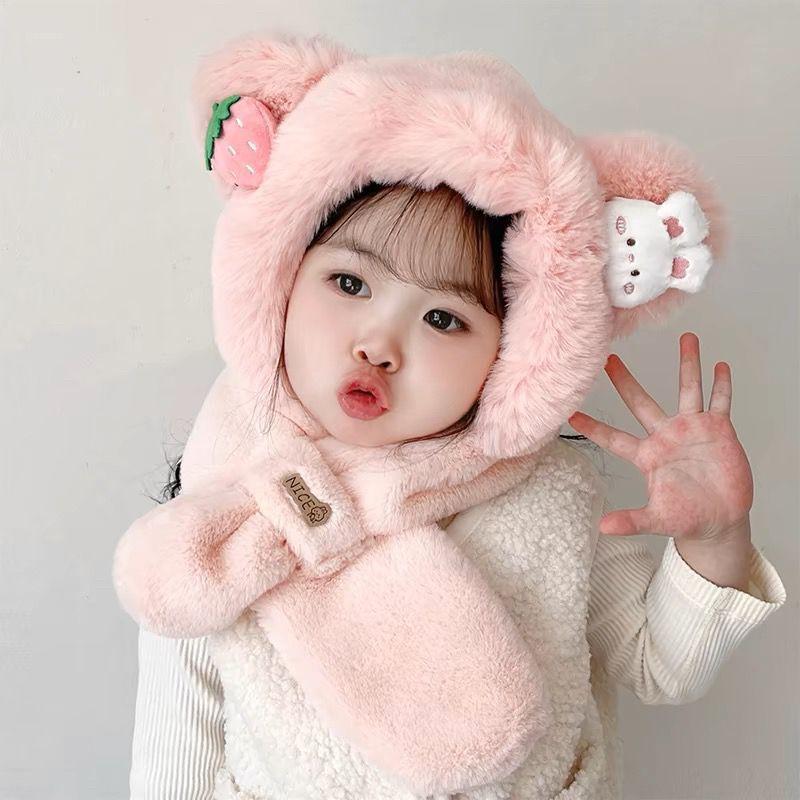Baby Hat Scarf Integrated Neck Hat Baby Autumn and Winter Cute Super Cute Boys and Girls Winter Children's Ear Hat