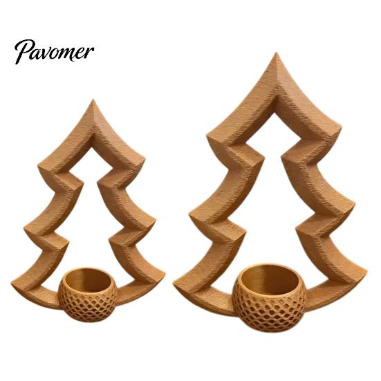 Durable 3D Printed Decor 2Pcs Christmas Tree Candle Holder, Hollow Candlestick Stand for Modern Interior Accents Holiday Table Decor, Minimalist