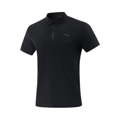 Li Ning Серия Фитнес Однотонная Мягкая Удобная Дышащая Универсальная Повседневная Футболка Поло с Коротким Рукавом Мужская Футболка Поло Черный APLV283-2